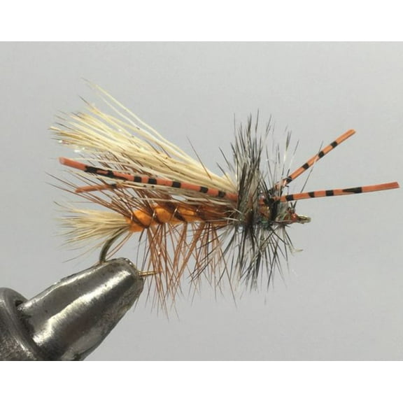 One Dozen (12) - Rubber Legged Crystal Stimulator - Orange - Dry Fly