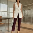 thumbnail image 5 of Kaemgyyd Women's Work Pants Casual High Waisted Button Business Cropped Trousers Comfy Straight Leg Lounge Panst with Pockets, 5 of 7