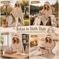 thumbnail image 3 of Sloth Wearable Hooded Blanket for Adults - Sloth Warm Flannel Blanket with Sleeves Hoodie - Sloth Gifts for Women Adults (Brown Sloth), 3 of 6