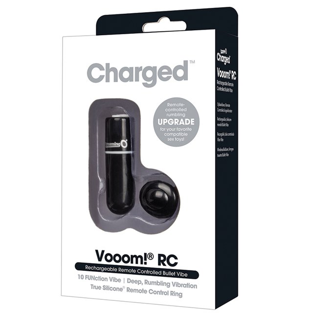 Screaming O Charged Vooom! RC Rechargeable Bullet Vibrator with Remote Control, Black