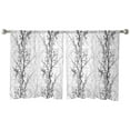 thumbnail image 2 of Black Grey Semi Sheer Curtains 54 Inch Length 2 Panels Set, Pastoral Botanical Branch Aesthetics Sheer Kitchen Curtain Privacy Voile Window Curtain for Living Room Bedroom Rod Pocket Drapes, 2 of 7
