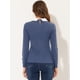 thumbnail image 3 of INSPIRE CHIC Blusa de punto de manga larga con cuello Peter Pan para mujer Azul polvoriento XL, 3 of 4
