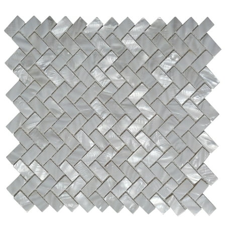 - Mother of Pearl White Shell Mosaic Tile for Kitchen Backsplashes, Bathroom Walls, Spas, Pools, 12