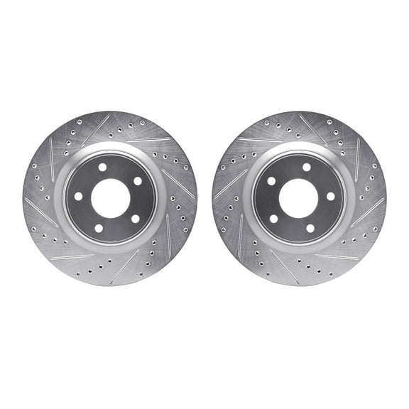 Dynamic Friction Company Front Brake Rotors-Drilled and Slotted-Silver 7002-67007