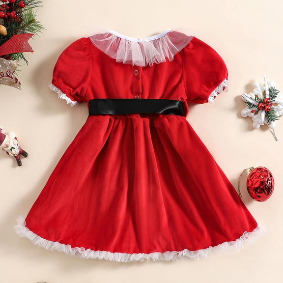 Vedolay Mini Dress Dress for Girls Easter Lace Tulle Mesh Grils Party Birthday Dance Dress for Toddler Little Girls,Red 3-4 Years