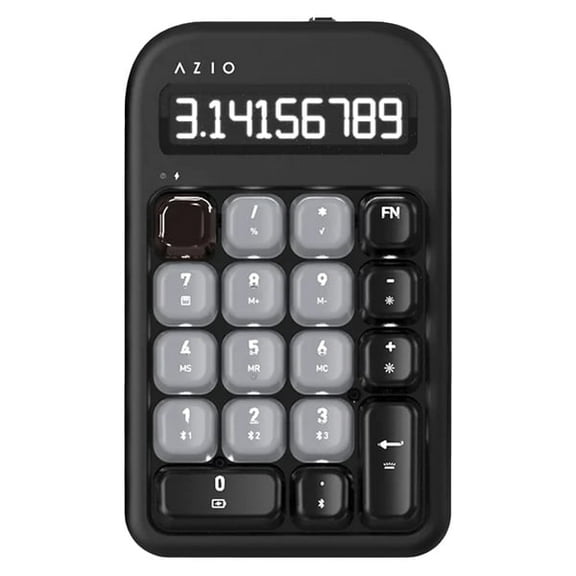 Azio IN404 IZO Wireless Numeric Keypad and Calculator for Mac and PC Laptops, Backlit (Black Willow)
