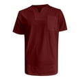 thumbnail image 4 of Stamzod Mens Summer Shirts Fashion Solid Color V-Neck Short Sleeve Basic Tee Tops with Pocket Daily Casual Tshirts Shirts for Men Wine M, 4 of 5