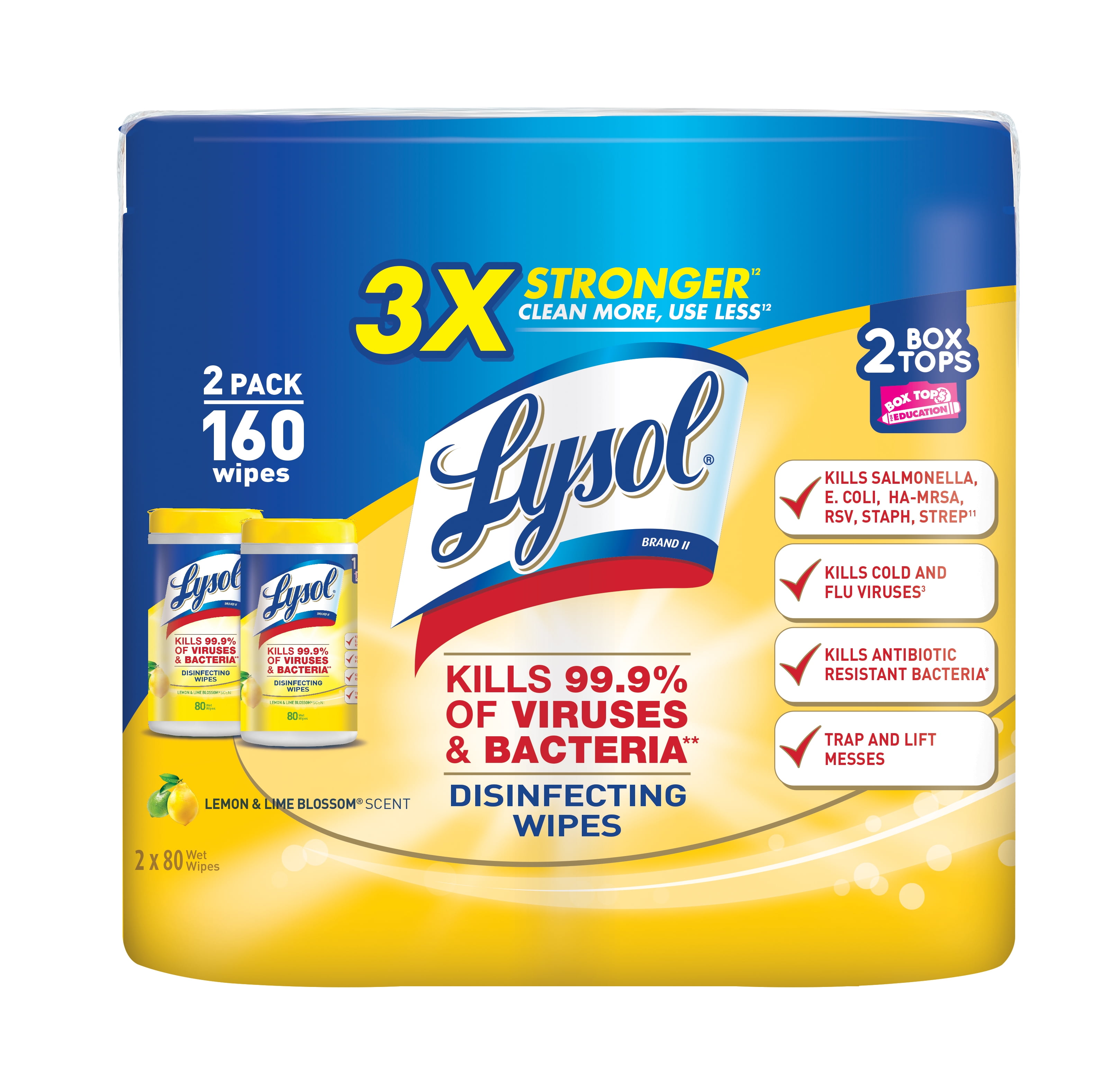 Lysol Disinfecting Wipes, Lemon & Lime Blossom, 160ct (2X80ct