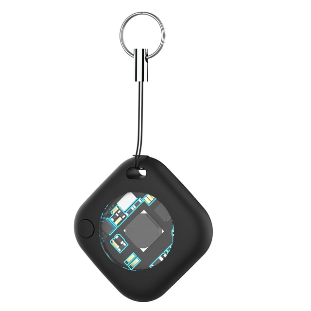 MFi Certified FM-25 Global Smart Tracker with Find My Compatibility - 10-Month Standby, 5.2 Bluetooth, IP67 Waterproof Anti-Lost Device for Pets/Items, Cyber Transparent Square Design, Replaceable