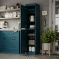 thumbnail image 4 of Palace Imports 100% Solid Wood 16.5" Kitchen Pantry Storage Cabinet with Doors and Adjustable Shelves, Teal Blue, 4 of 5