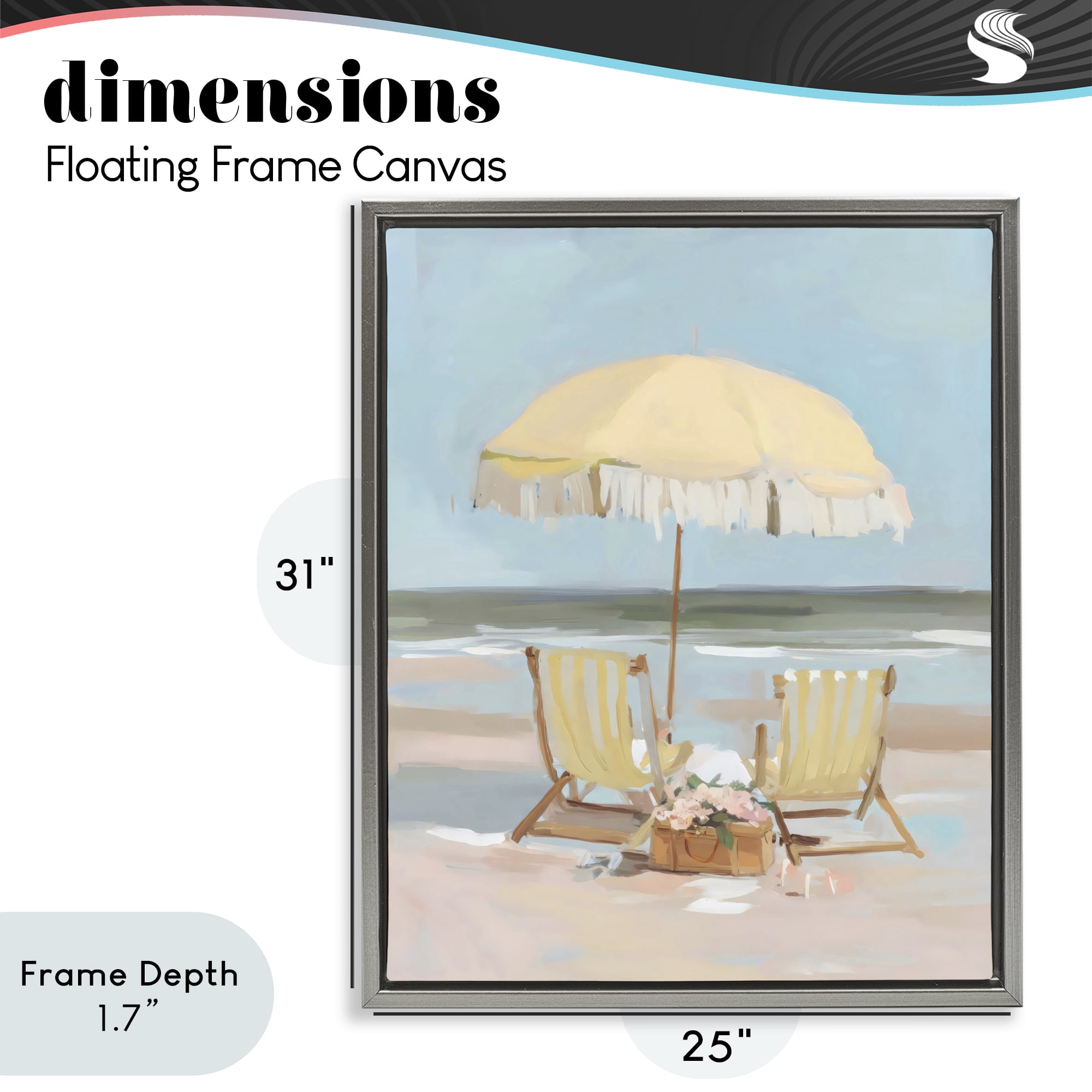 Stupell Industries Yellow Chairs Beach Relaxation Gray Framed Floater Canvas Wall Art, design by Sisi and Seb