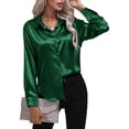 thumbnail image 2 of Innerwin Shirts Long Sleeve Ladies Tunic Tops Office Button Down Soft Blouse Blackish Green M, 2 of 5