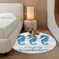 thumbnail image 3 of Enjoy Summer Round Living Room Rugs 8 ft, Coastal Watercolor Blue Seahorses Wood Grain Washable Large Area Rug with Non-Slip Sturdy Edge Binding Round Carpet for Dining Room Kitchen Office, 3 of 9