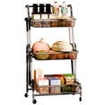 thumbnail image 2 of Limorve 3-Tier Foldable Storage Rack, Rotatable Metal Shelf with Casters & Mesh Baskets for Fruits & Vegetables, 2 of 11