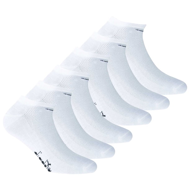 Diadora Calcetines de Deporte Unisex, Paquete de 6 - Calcetines, Algodón Mercerizado, Logotipo, color sólido Blanco 39-42