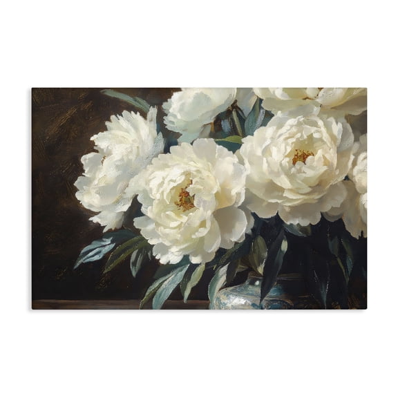 Stupell Industries Traditional Large Moody White Floral Canvas Art, 24 x 16, by Petals Prints Design