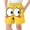 Yellow, variant on Boys Funny Face Print Swim Trunks Board Shorts Quick Dry Drawstring Elastic Waist with Pockets Summer Beach Bathing Suit