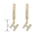 thumbnail image 4 of Forever Facets Initial Letter "H" CZ Hoop Earrings in 18K Gold over Sterling Silver, 4 of 5