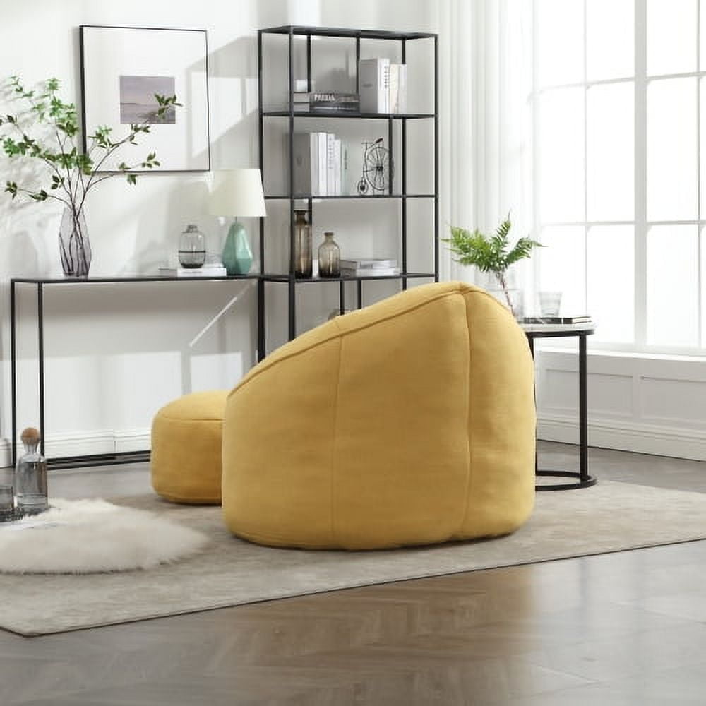 BSHTI 40"Bedding Bean Bag Sofa Chair,High Pressure Foam Bean Bag Chair,Adult Material with Padded Foam Padding Compressed Bean Bag With Footrest-Yellow