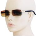 thumbnail image 3 of GFDYREE Flawless Slim Dean Rimless Sunglasses Rectangular Metal & Wood Art Glasses, 3 of 4
