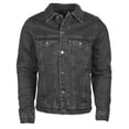 thumbnail image 1 of 9 Crowns Men's Denim Sherpa Trucker Jean Jacket (Jet Black, XX-Large), 1 of 6
