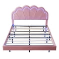 thumbnail image 4 of 2 Pcs Queen Bed Frame with Headboard and Storage Ottoman Set, Velvet Upholstered Platform Bed with LED Bed Frame and Floating Design, Modern Low Bed Frame with Footrest for Living Room, Bedroom, Pink, 4 of 9