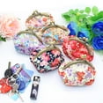 thumbnail image 2 of Monedero de tela con estampado hecho a mano con forma de boca dorada, pequeño bolso de cosméticos para mujer, bolso rojo, bolso para llaves, 2 of 6