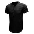 thumbnail image 5 of WREESH Men's Cotton Linen Henley Shirt Button Front Casual Solid Fashion Pullover Tops Black, 5 of 5