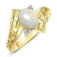 thumbnail image 6 of RYLOS Rings for Women 14K Gold Plated Silver Greek Key Designer Ring 9X7MM Gemstone & Diamond Ring Exotic Opal African Jewelry Size 7, 6 of 7