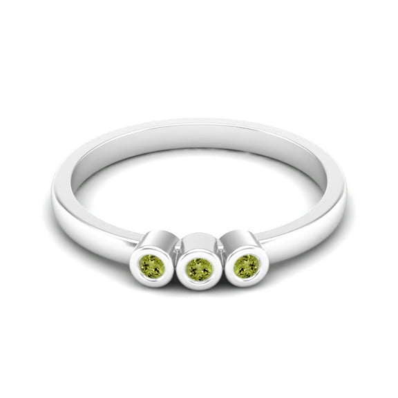 Tiny Round Shape Peridot Stackable Women Valentines Day Gifts Ring 925 Sterling Silver
