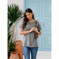 thumbnail image 6 of SHIBEVER Women Tops Summer Short Sleeve Tops Casual Loose Side Split Tunic Tops Ladies Comfortable Crewneck Tops Blouse Light Gray L, 6 of 8