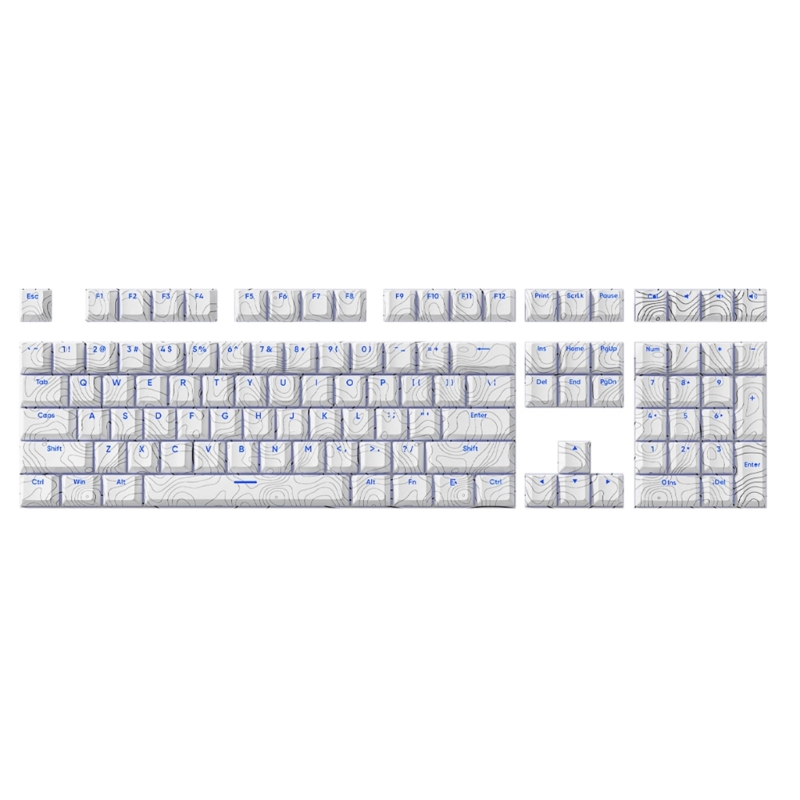 108 Keys PBT Dye Sublimation Keycaps Contour Line Front Print Backlit keycaps Cherry Profile Keycaps for Keyboard