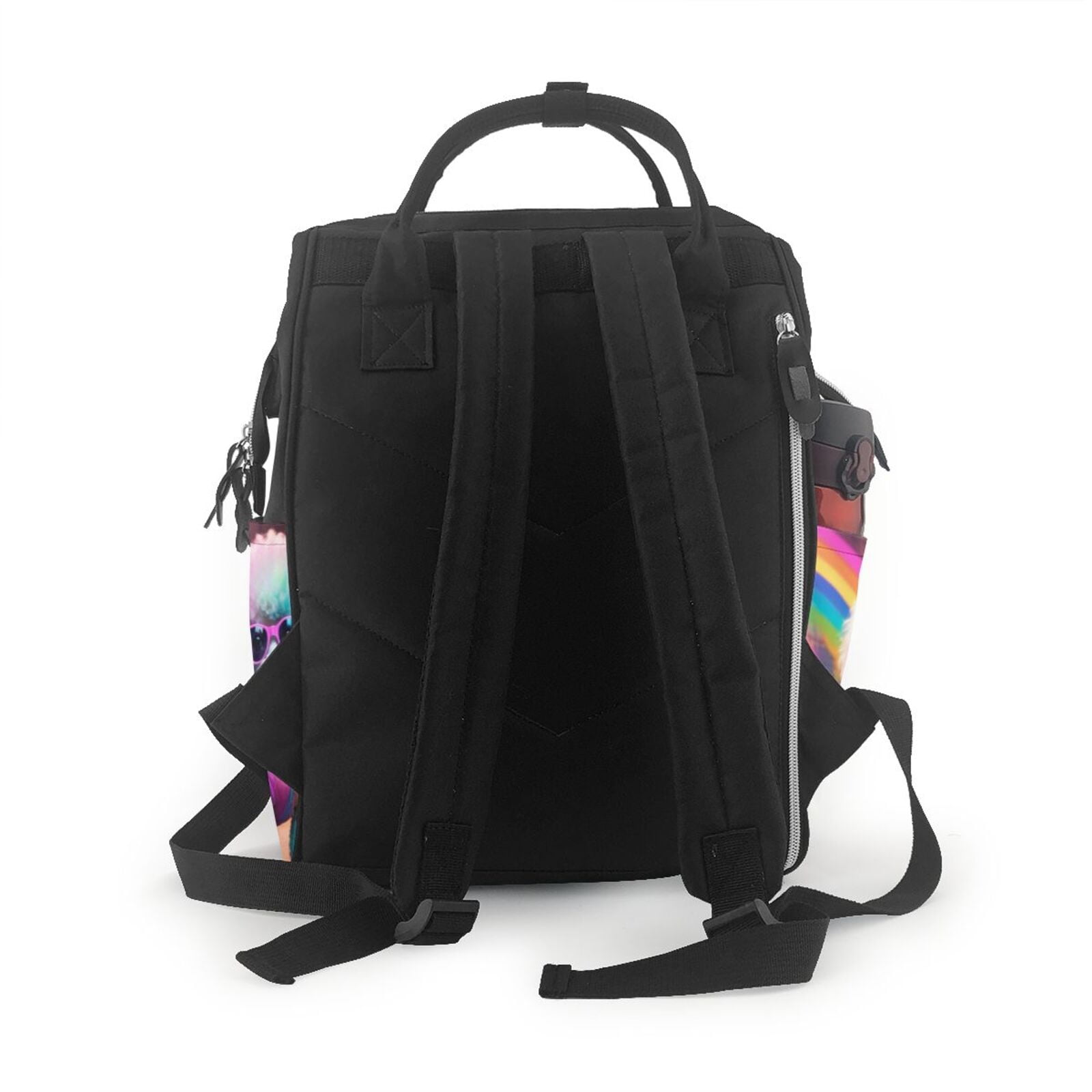 Fuzoiu Rainbow Poodle Urban Street Print Diaper Bag Backpack,Baby Essentials Travel Tote,Multi function Waterproof Diaper Bag, Travel Essentials Baby Bag - Unisex