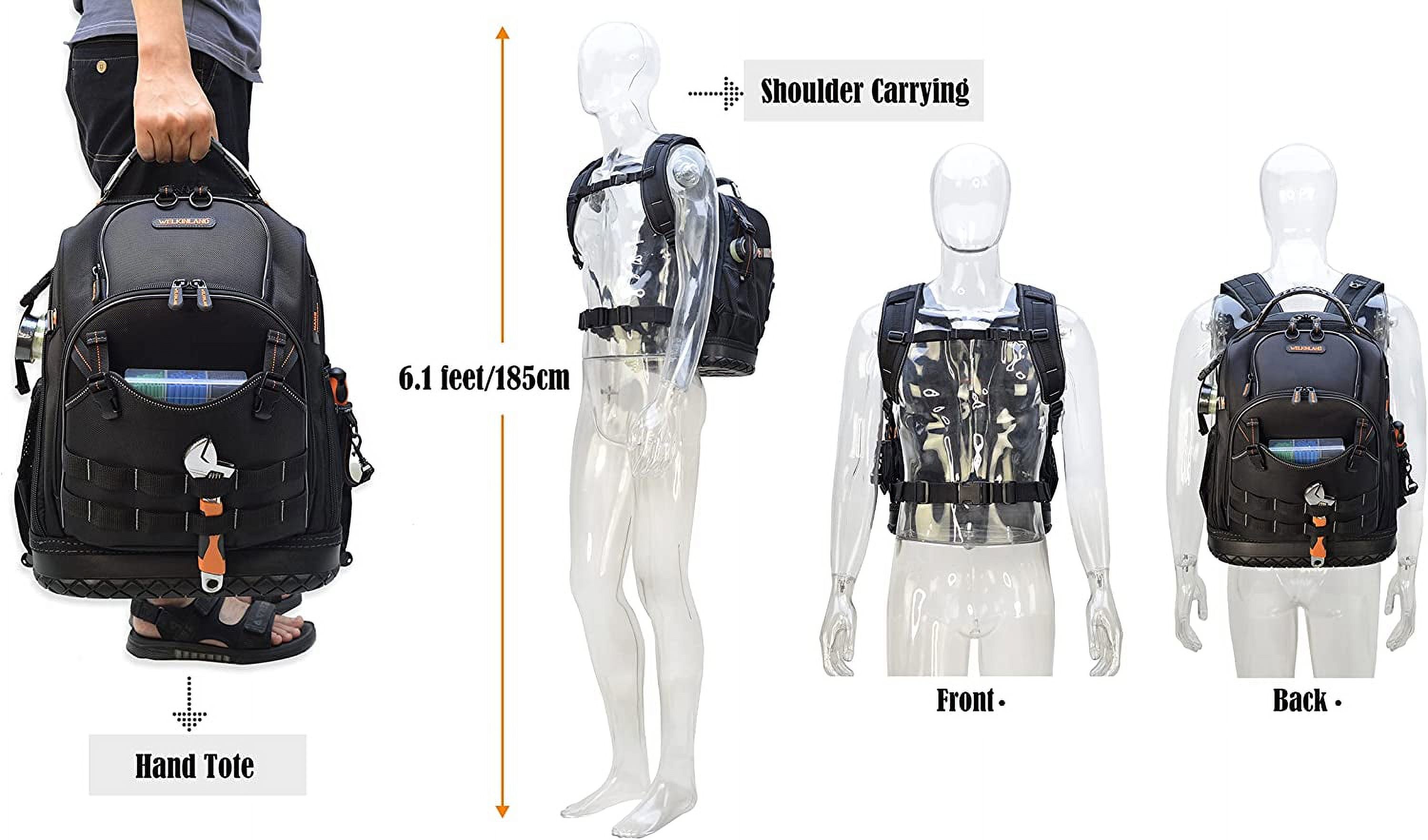 77-Pockets Tool backpack for men, HVAC tool bag backpack, Large electrician backpack for electricians, construction - image 5 of 9