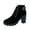 Black, variant on Wine Ladie’S Ankle Boots With Side Zipper Round Toe Thick Bottom High Heel Chunky Heel British Style For Winter Casual Wear Size 40