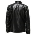 thumbnail image 2 of Juebong Dressy PU Leather Jacket for Boys for Men Open Front Cardigan Office Work Leather Plus Fleece Jacket, Motorcycle Jacket, Warm Leather Jacket, Black, XXL, 2 of 7