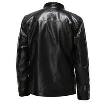 LYXSSBYX Winter Jackets for Men Clearance Men's Leather Plus Fleece Jacket, Motorcycle Jacket, Warm Leather Jacket