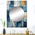 thumbnail image 1 of Designart "Cubism Shapes In Cerulean" Abstract Shapes Mirror Wall Decor - Modern Blue Abstract Mirror Wall Art For Entryway - 40" x 30" Inch, 1 of 5