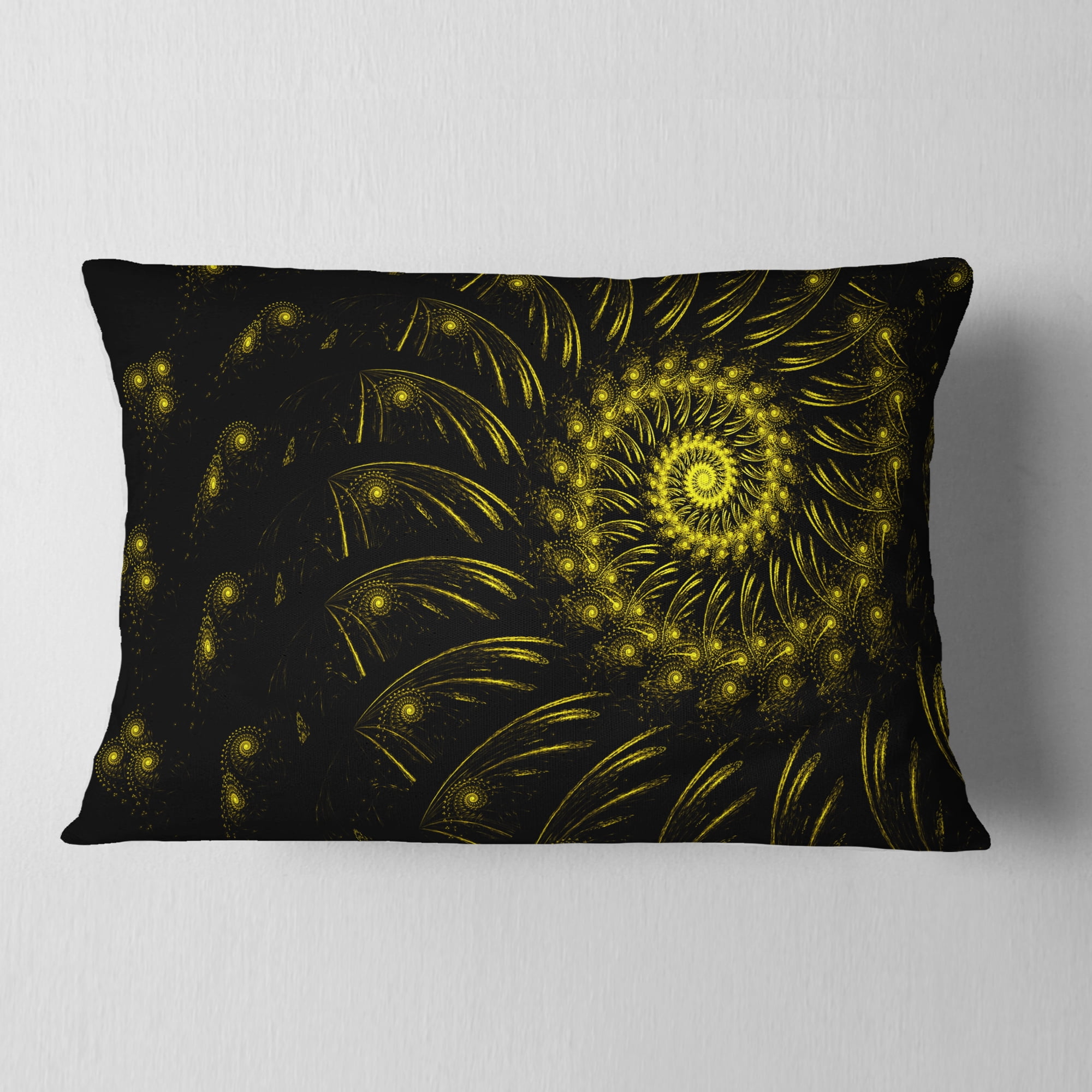 Designart Endless Spiral Snail Yellow - Abstract Throw Pillow - 12x20
