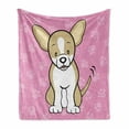 thumbnail image 1 of Chihuahua Soft Flannel Fleece Throw Blanket, Nursery Themed Cartoon Illustration of Dog, Cozy Plush for Indoor and Outdoor Use, 60" x 80", Camel Baby Pink, by Ambesonne, 1 of 6