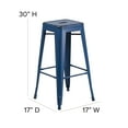 thumbnail image 6 of BizChair Commercial Grade 30" High Backless Distressed Antique Blue Metal Indoor-Outdoor Barstool, 6 of 9