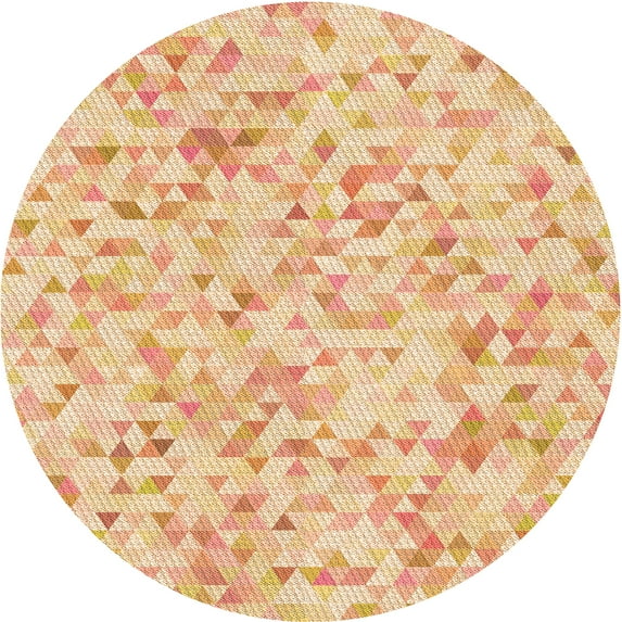 Ahgly Company Indoor Round Patterned Cardboard Brown Gold Area Rugs, 6' Round