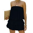 thumbnail image 3 of Smocked Jumpsuit Strapless Women Off The Shoulder Romper Flowy Strapless Playsuits, 3 of 5