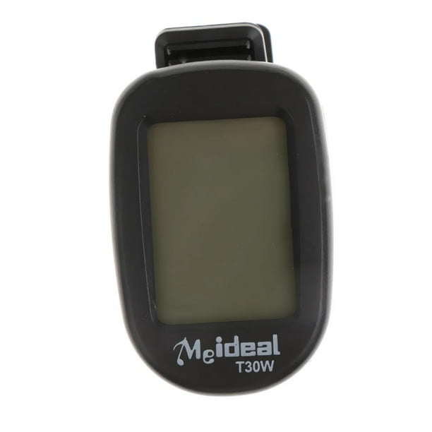 Afinador cromático digital LCD con clip para guitarra, bajo, violín y ukelele T30W, color negro
