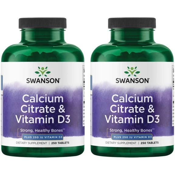 Swanson Calcium Citrate & Vitamin D3 250 Tabs (2 Pack)