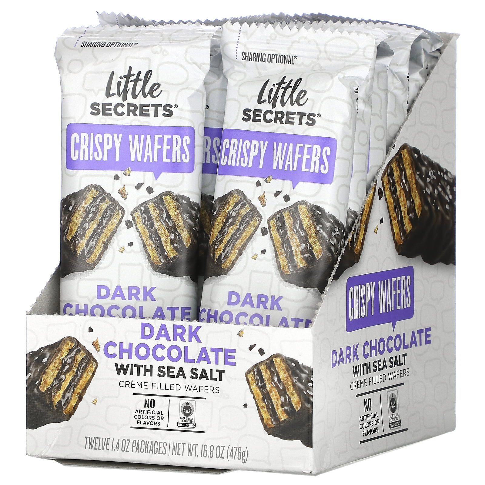 Little Secrets Crispy Wafers, Dark Chocolate with Sea Salt, Mini - 10 wafers, 3.5 oz