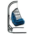 thumbnail image 2 of LeisureMod Folding Double Egg Chair Swing Rattan Wicker 2-Seater Porch Swing with Stand for Outdoor & Indoor, 2 of 8