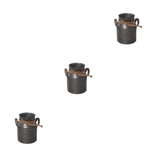 Transemion Stylish And Versatile Flower Vase Functional And Decorative Rustic Metal Milk Jug Metal Milk Jug Vase Iron Rustic Vase type 5 3Set