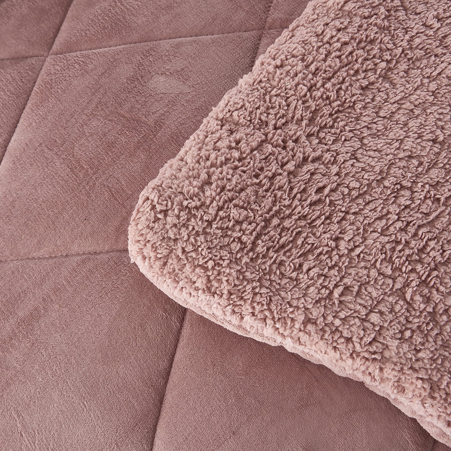 JML Sherpa Fleece Borrego Blanket 3 Pieces,King 79" x 91",Thick Warm Blanket,Woodrose,6.5lb