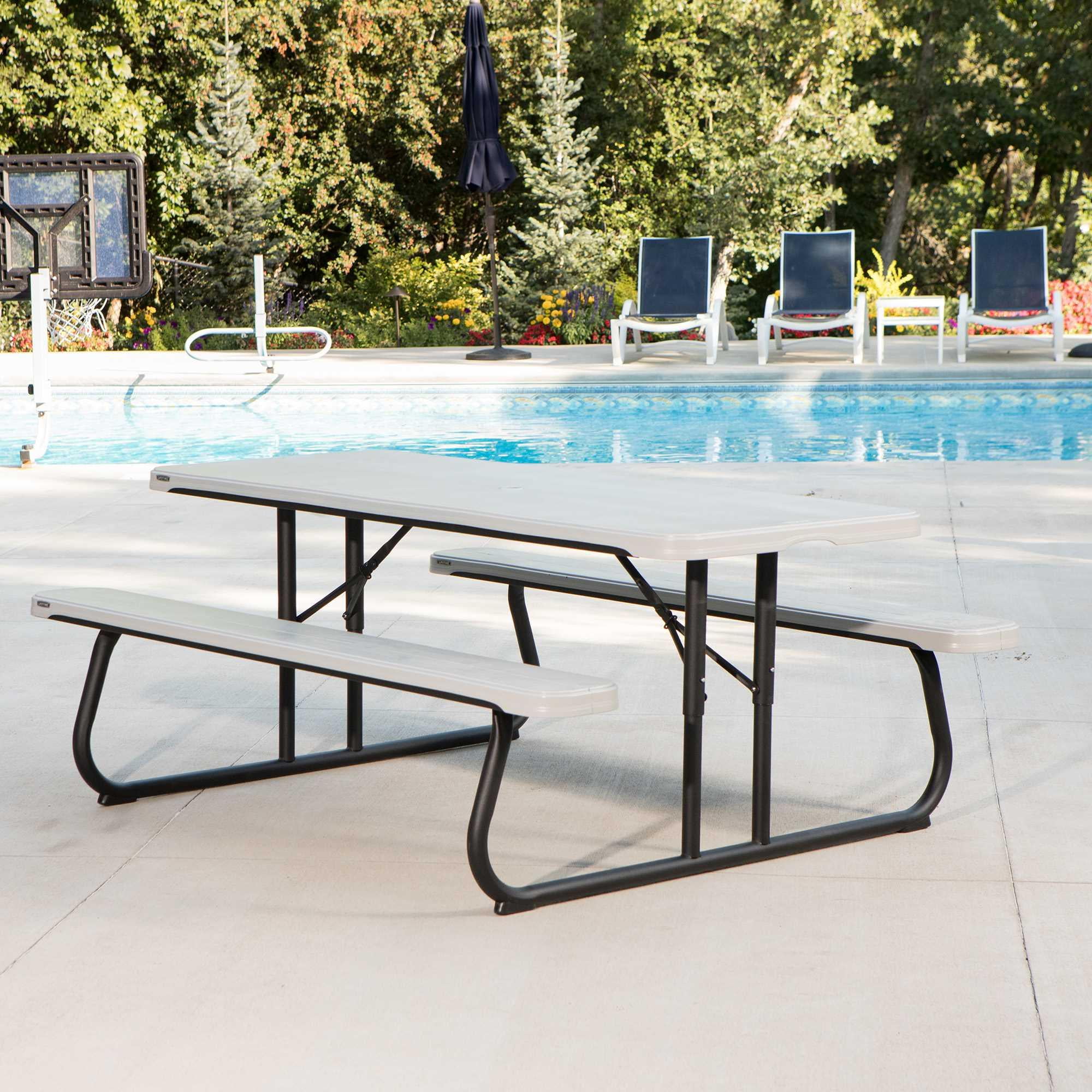 Lifetime 6 ft. Classic Folding Polyethylene Picnic Table, Gray (260265)